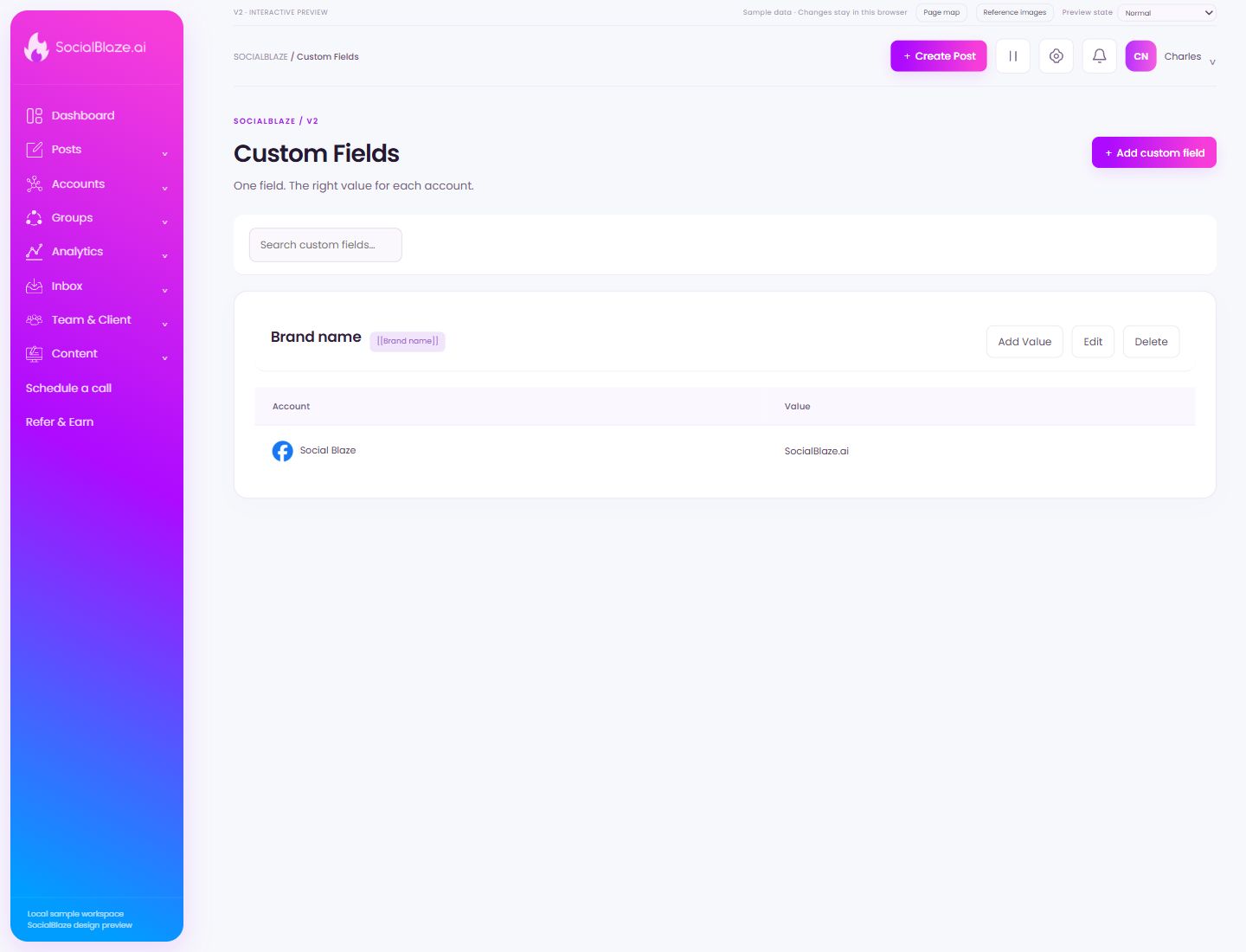 Custom Fields. Highlighted controls are explained below.